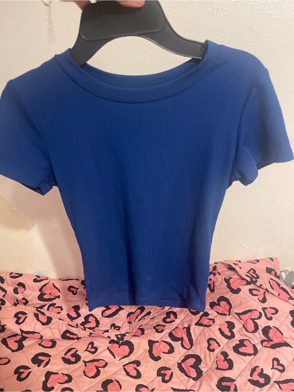 Fitted Ribbed Crop Top in Royal Blue